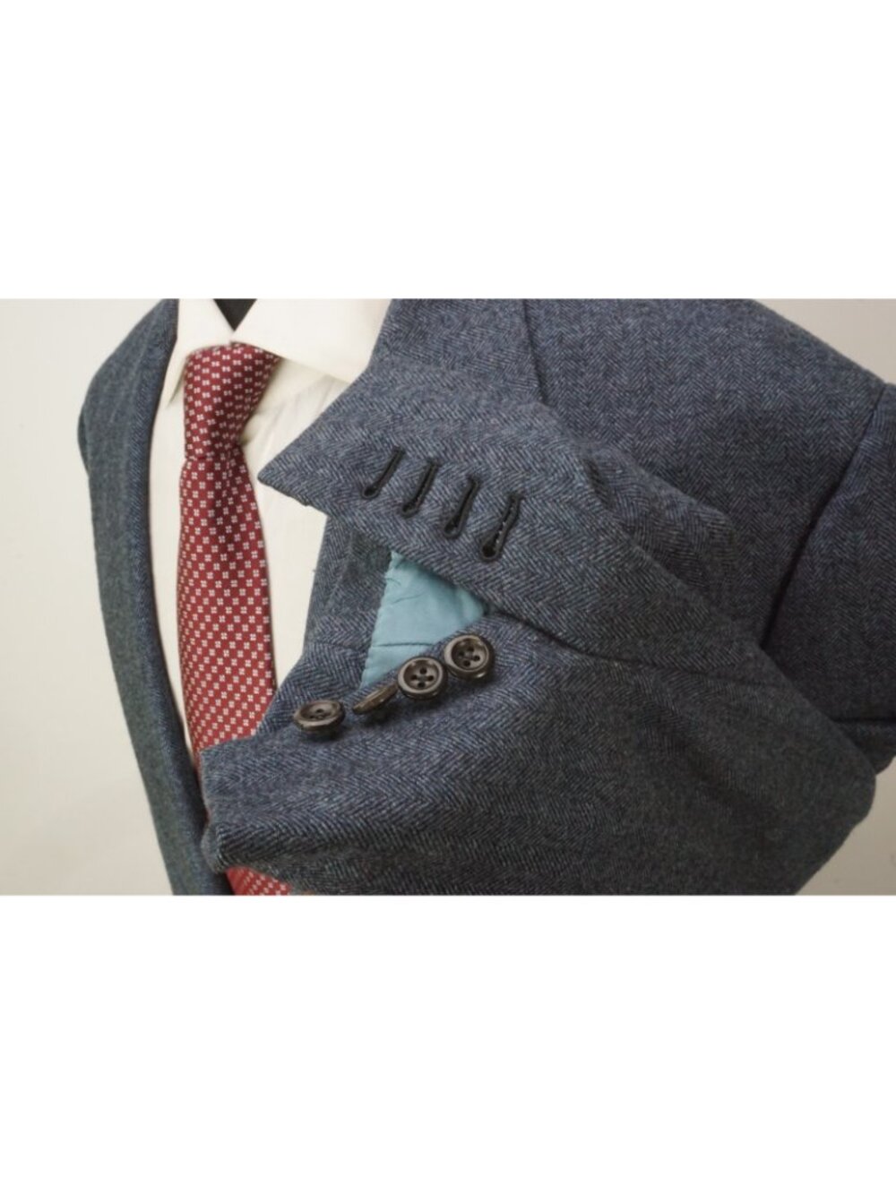 Oxxford Clothes Highest Quality Blue Herringbone Flannel Sport Coat Jacket 58L - Picture 4 of 9